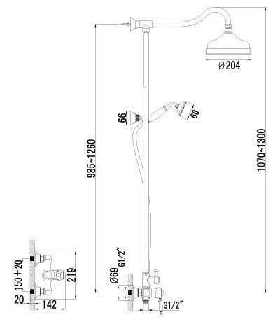 Душевая стойка тропич душ лейка круг бронзовый Lemark Villa LM4860B
