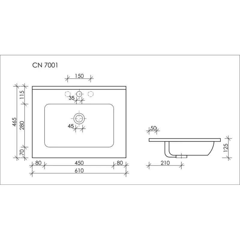 Раковина накладная 61см прямоуг Ceramicanova Element CN7001