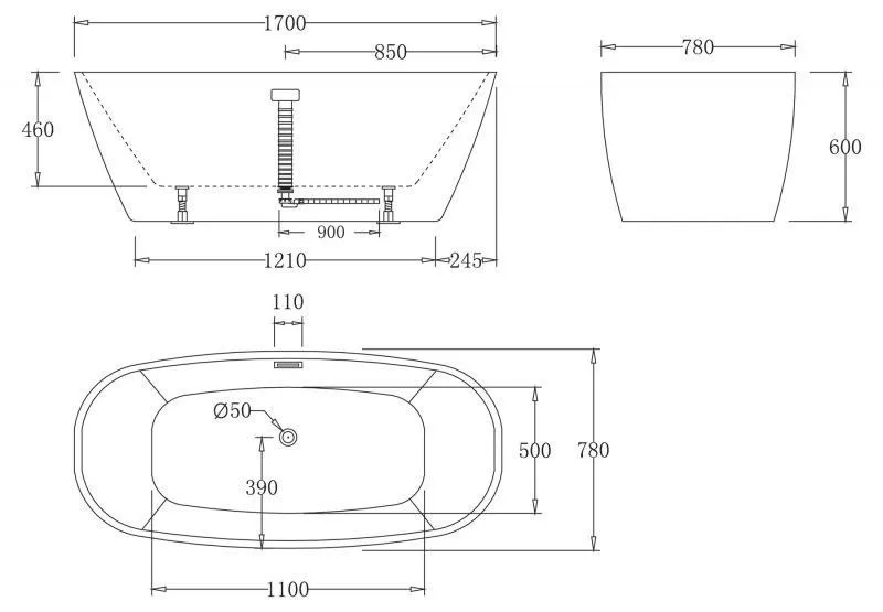 Ванна акриловая BelBagno BB72-170 BB72-1700