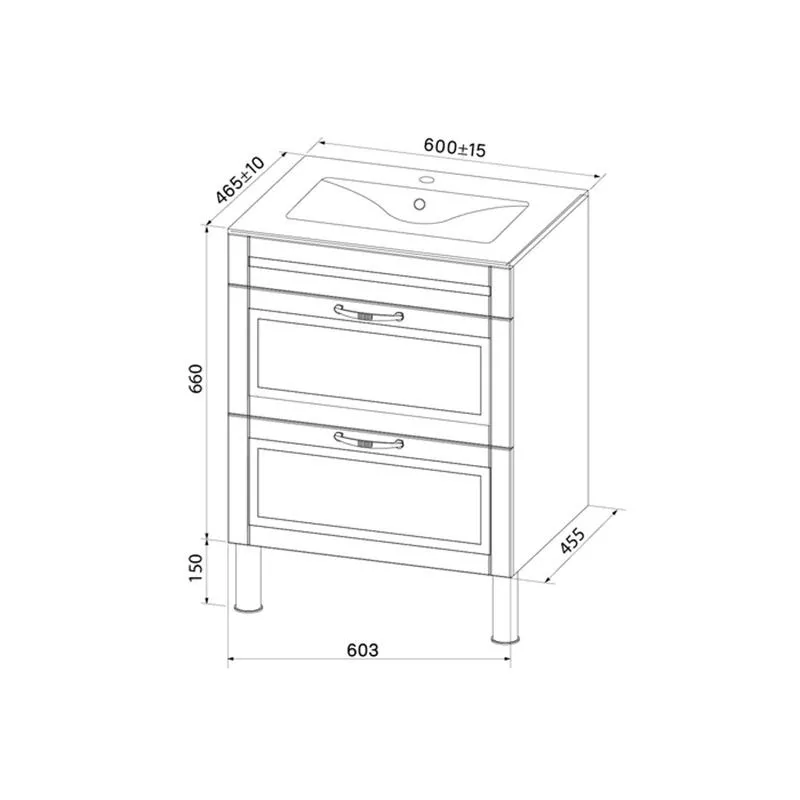 Тумба  60см 2ящ синий Iddis Oxford с рак 0136000i28 OXF60N0i95K
