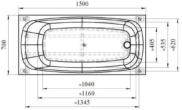 Ванна акрил 150-70 каркас экран Limani Simple С