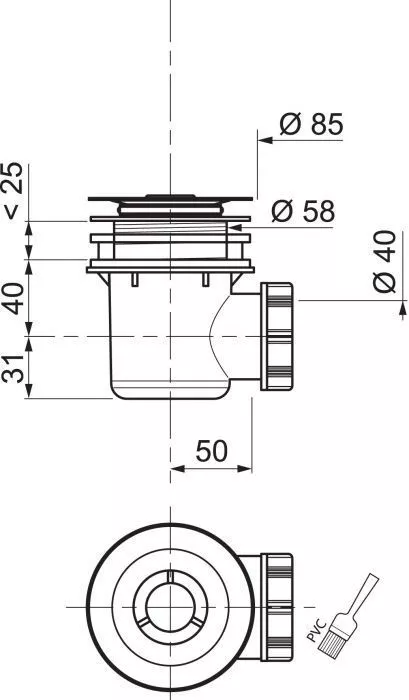 Сифон  Wirquin д/душ.поддона &quotTourbillon&quot 60х40мм.хром.плоск.реш. SP406099