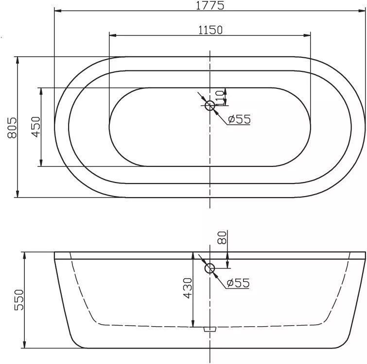 Ванна акриловая BelBagno BB12-1785 BB12-1785