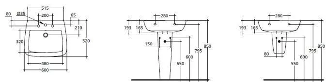 Раковина IDEAL Standard Ventuno 600мм. Т043201