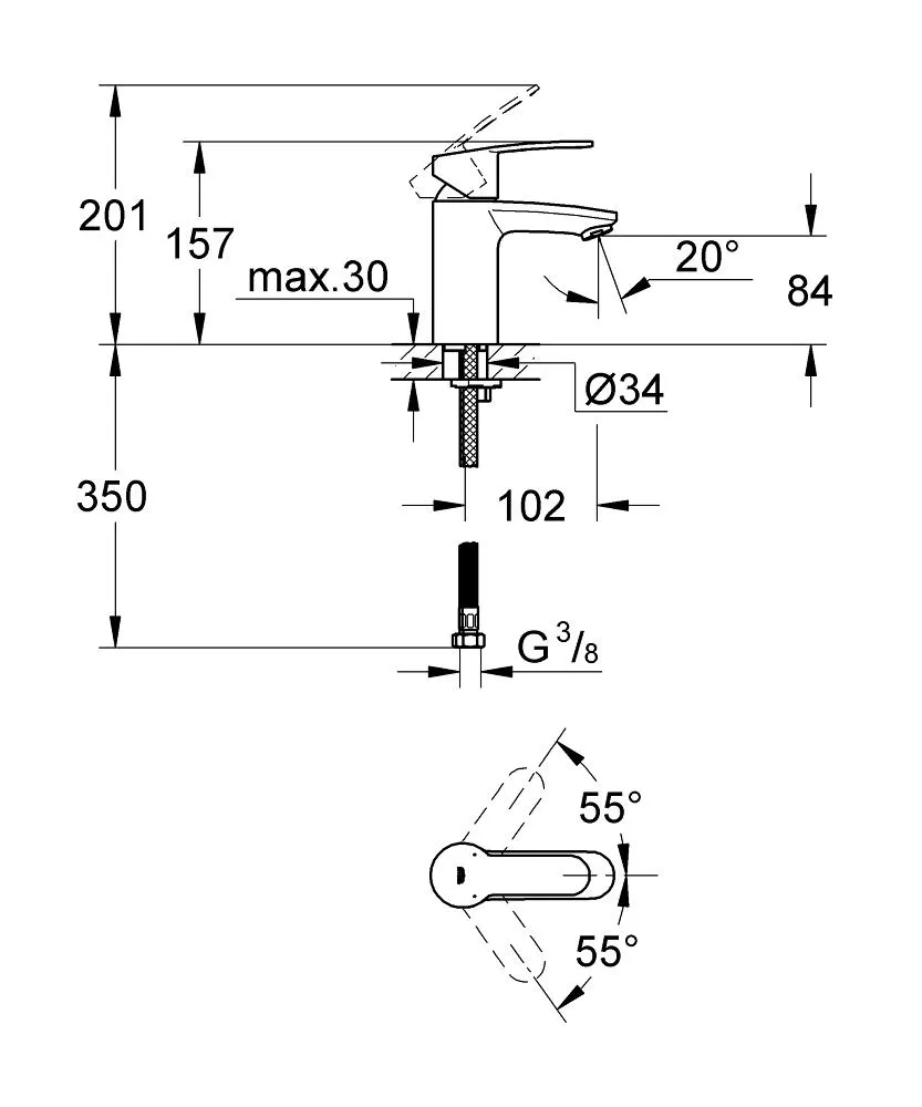 Смеситель  GROHE Eurostyle Cosmopolitan  раковина  32468002