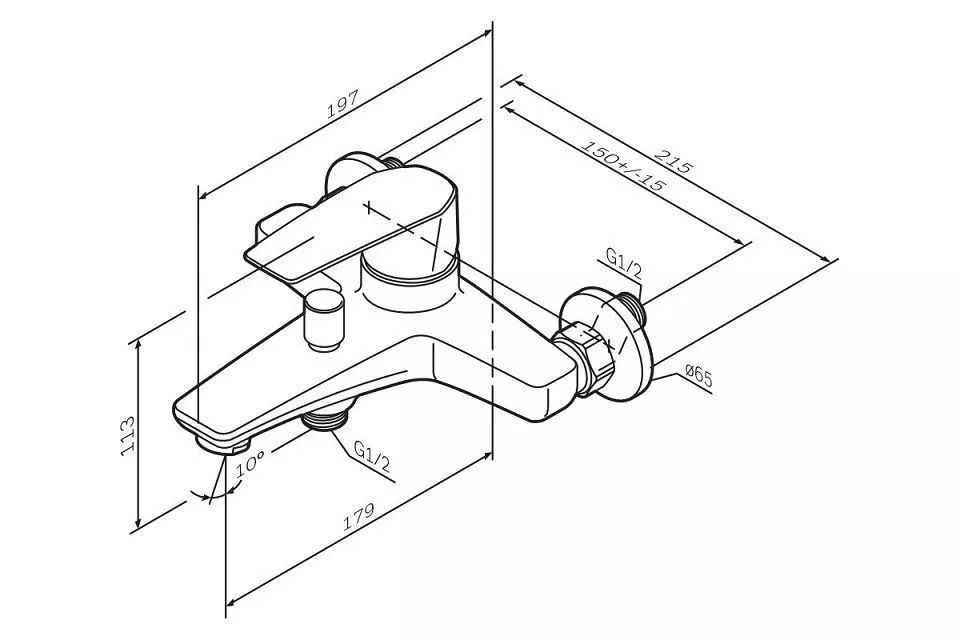 Смеситель для ванны короткий черный AM.PM Gem F90A10022