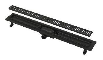 Трап лоток 650мм кб/зат прямоуг ячейки черный матовый пластик Alcaplast APZ10BLACK-650M/AG101101650