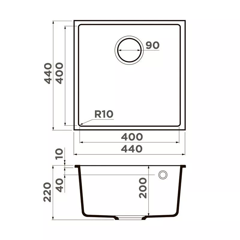 Мойка камень врез 440-440 квадрат 10/220мм сифон платина Omoikiri Bosen 44-U-PL Tetogranit 4997007