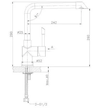 Смеситель для кухни выдвижной высокий 22см нерж Lemark Expert LM5075S