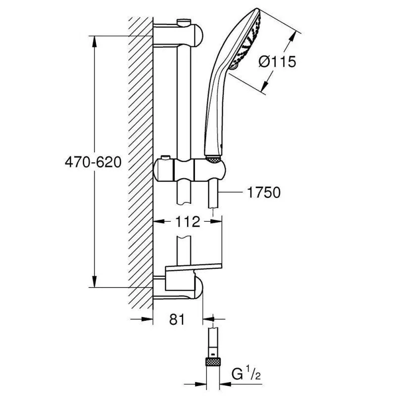 Душевой гарнитур 62см лейка полочка круг Grohe Euphoria 27242001