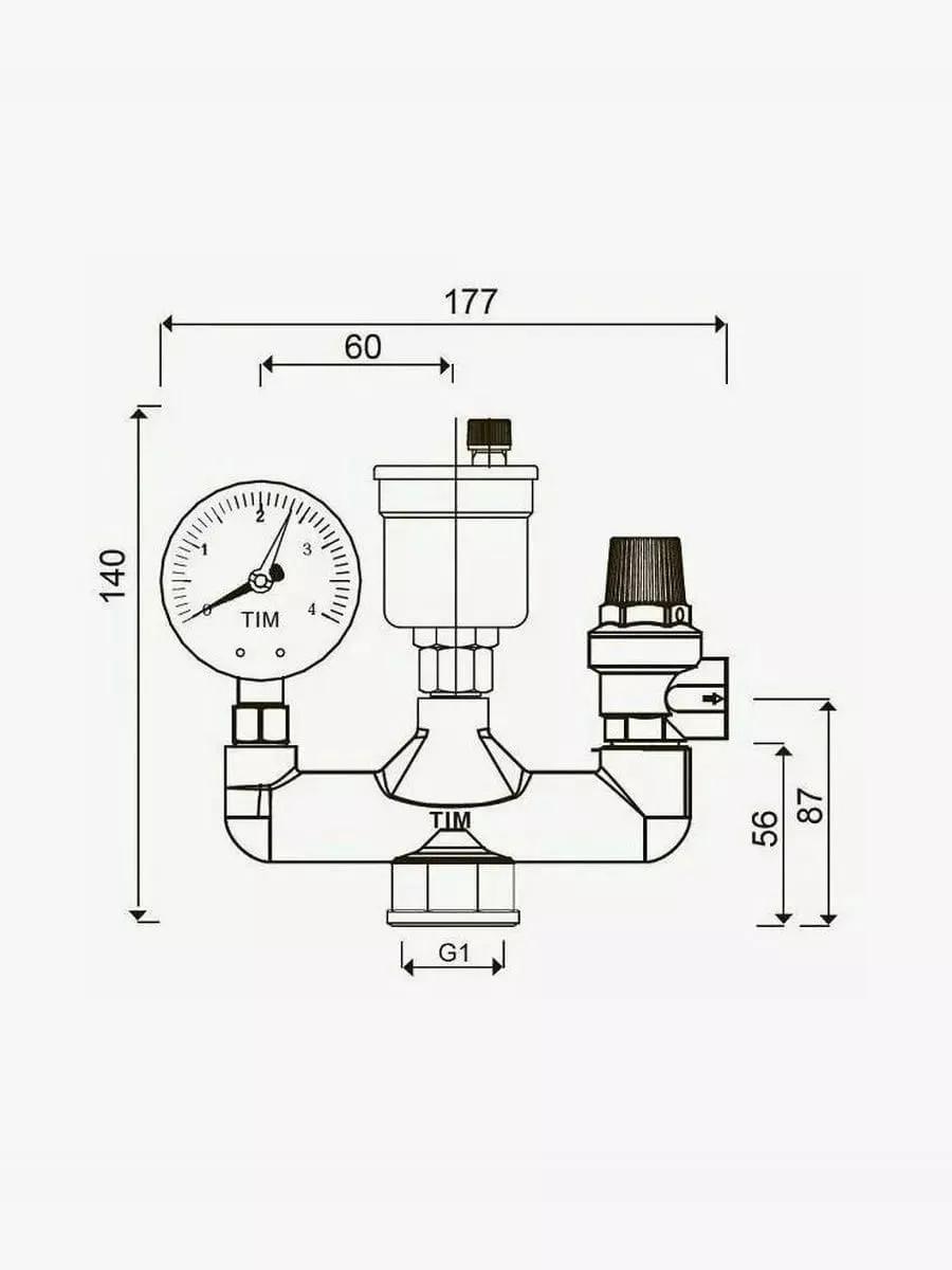 Группа безопасности 1&quot 3бар TIM для котла (компактный) JH1025-3std