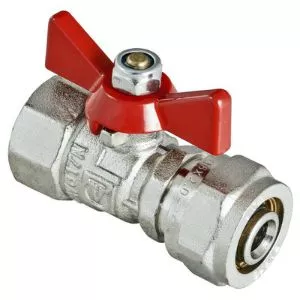 Кран шаровой с цангой 1/2x16 В бабочка красная Valtec Base VT.342.N.1604