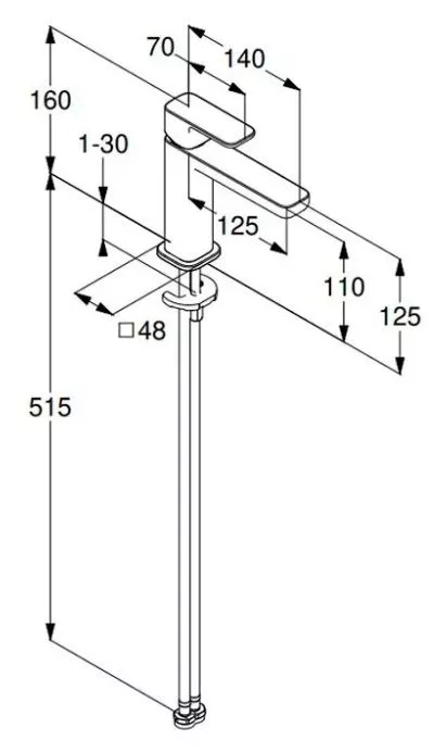 Смеситель для раковины 13см черный Kludi Renon  422823975