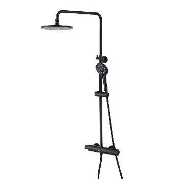Душевая стойка термостат тропич душ лейка круг черный Lemark Bronx LM3770BL