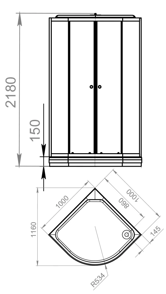 Кабина 100х100 н/п Черные стенки+Тонированные стекла Domani-Spa Delight Slim 110 DS01DS110LBT00