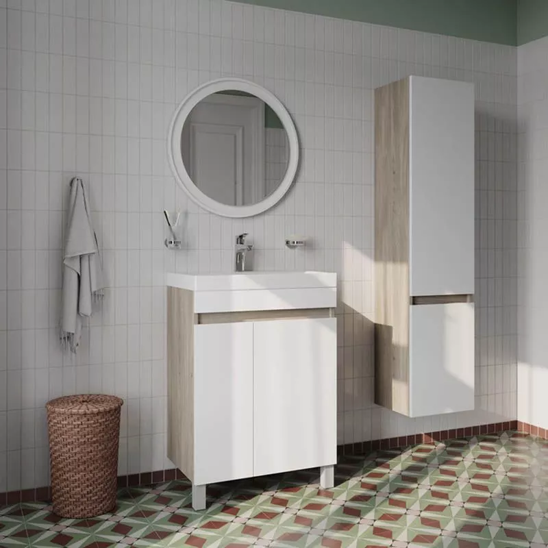 Комплект тумба 60см 2дв ясень шимо/белый с рак Optima Home с подвес пеналом 35см Iddis Zodiac ZOD35A0i97+ZOD6ADFi95K