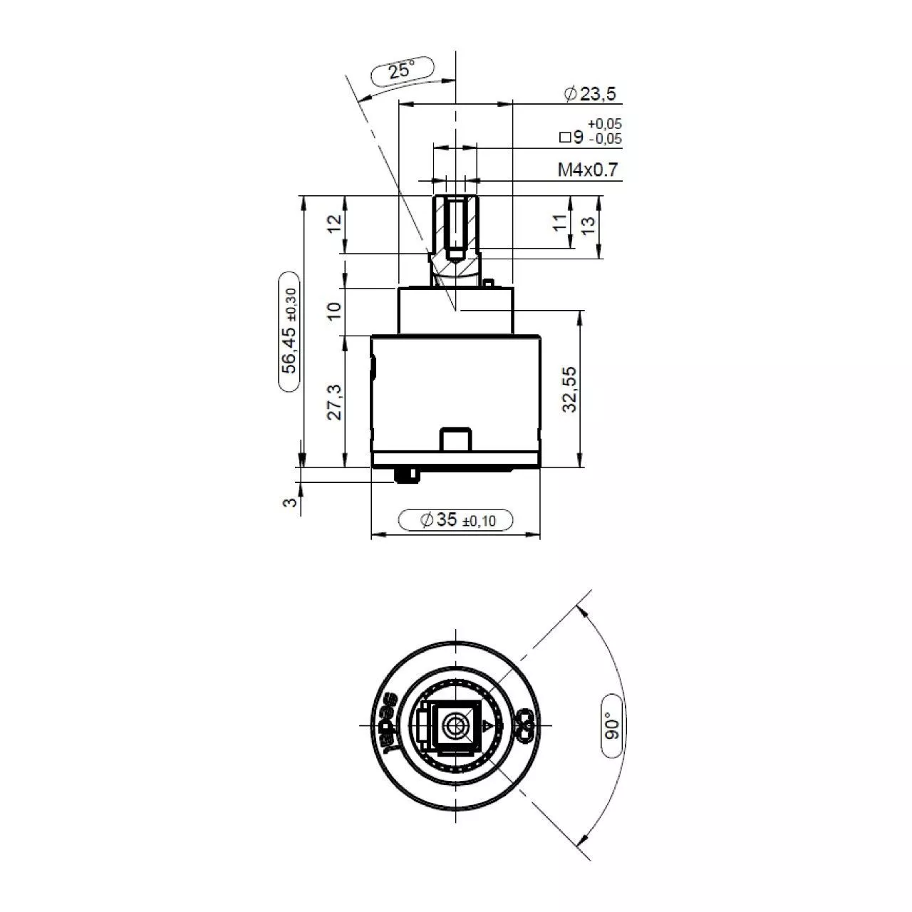 Картридж LEMARK  35мм. керам. короткий LM8503P-BL