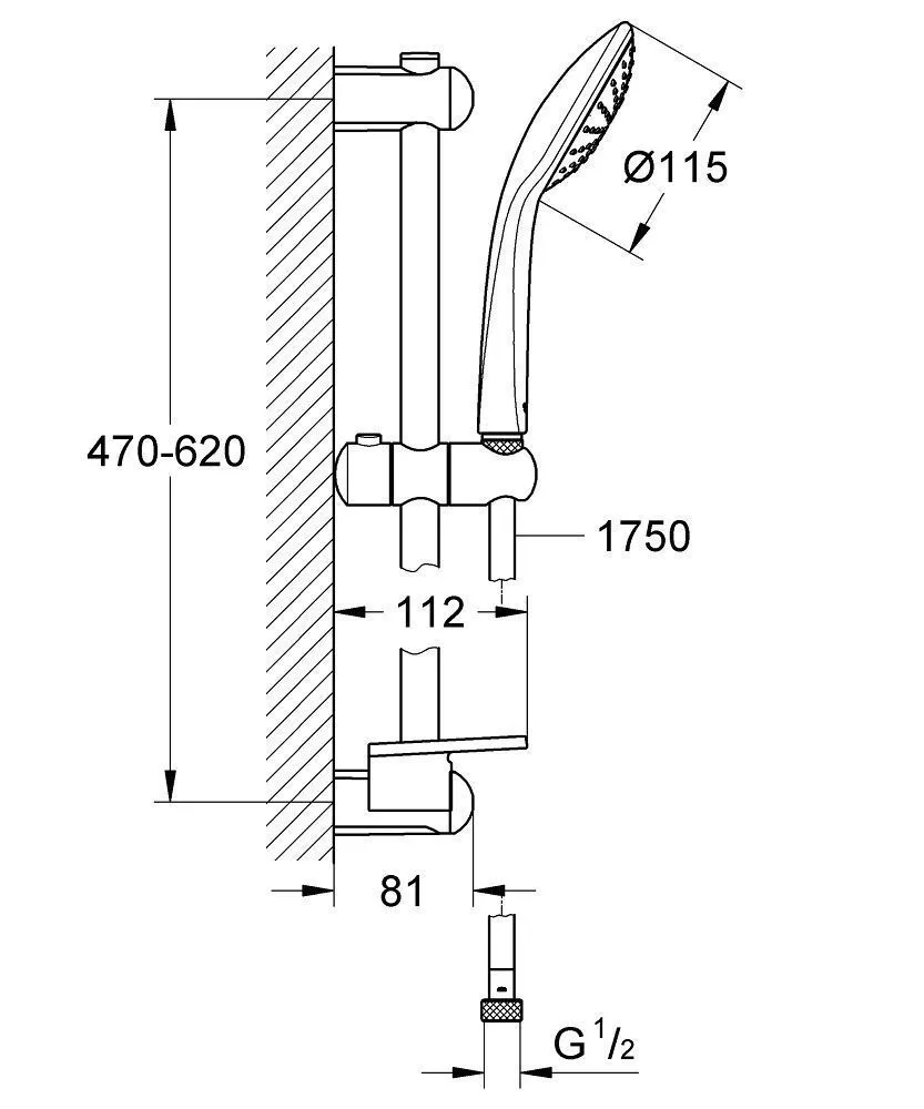 Душевой гарнитур 62см лейка полочка круг Grohe Euphoria Mono 27266001