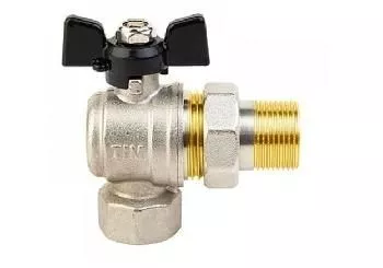 Кран шаровой со сгоном угловой 1/2 ВН бабочка черная TIM DE1235X