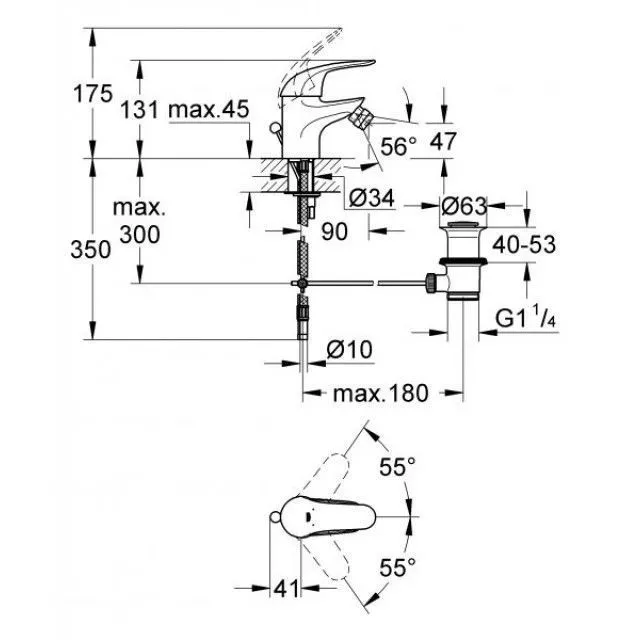 Смеситель  GROHE Euroeco  биде 32737000