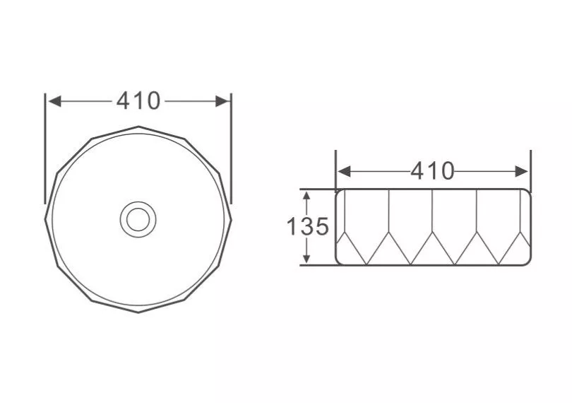 Раковина накладная 41см круг Belbagno BB1409