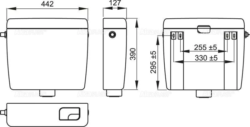 Бачок пластик 2реж 3/6л Alcaplast А93-1/2&quot низкорасположенный A93-1/2&quot