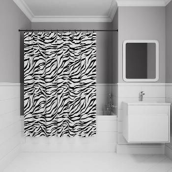 Штора для ванной комнаты 200-180см полиэстер белый/черный Iddis BB03P18i11