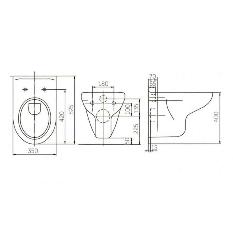 Унитаз подвесной Rosa Элеганс прямой компакт с сид. полипропилен микролифт  16714