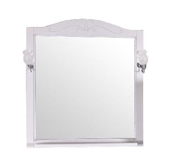 Зеркало АСБ Салерно 80 Белый (патина серебро с полкой и светильниками 9691