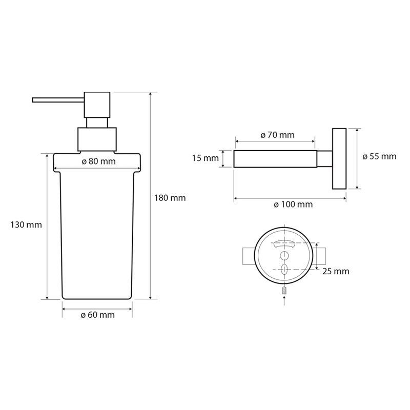 Дозатор настенный для жидкого мыла  DARK 250 мл, 80х180х100, чёрный 104109010