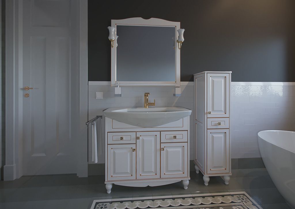 Комплект мебели АСБ-мебель Верона 90 Белый (золотая патина)