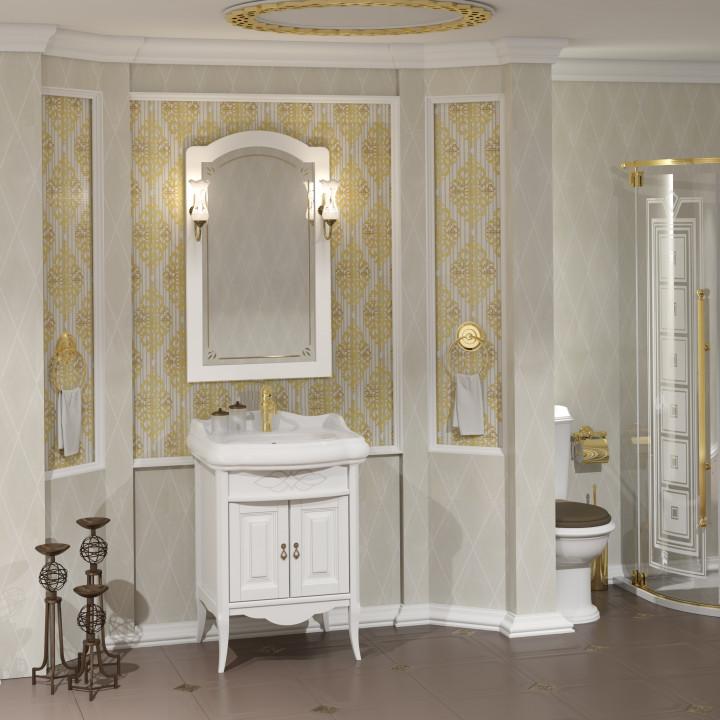 Зеркало OPADIRIS Лоренцо 60, цвет белый + Комплект светильников на Рустику (2 шт.) (Z0000008464)