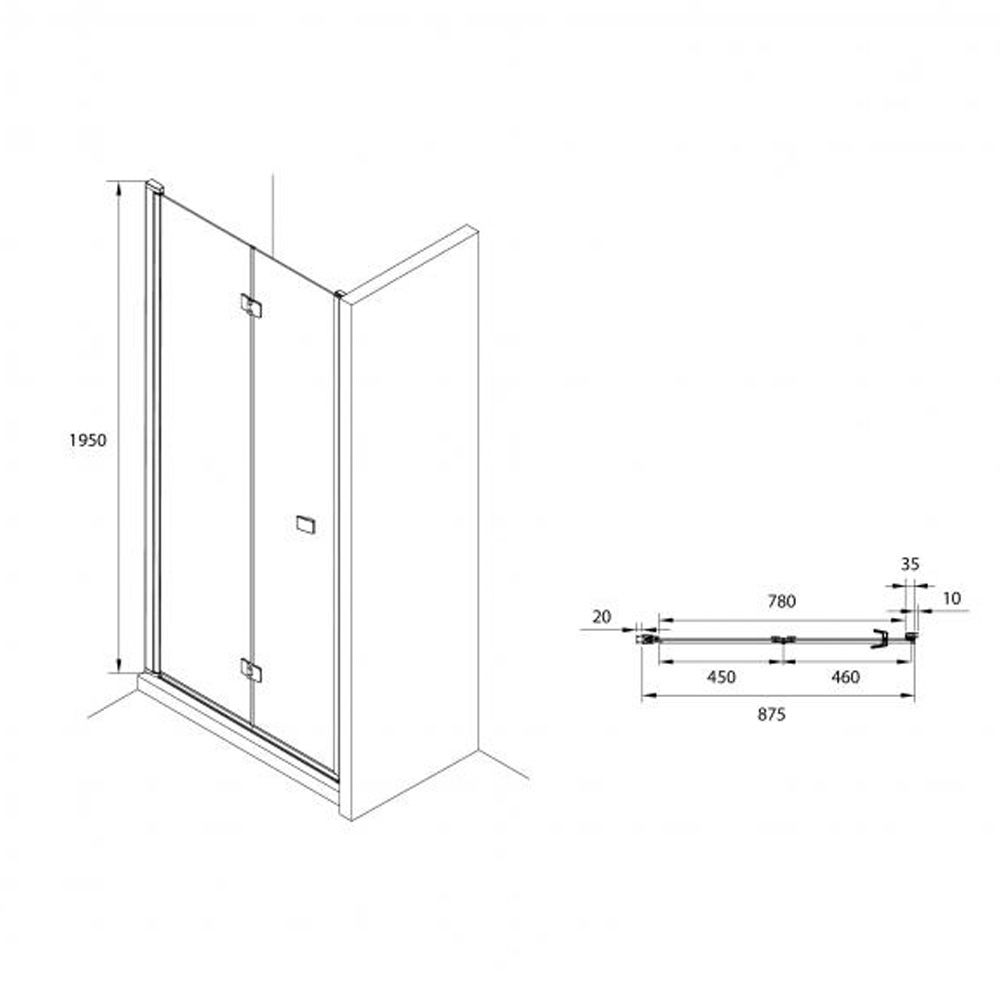 Душевая дверь 90-195 складная 2сек прозрачное черный Roca Capital 7.M450.9.016.M