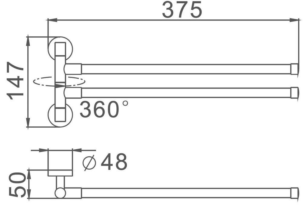 Полотенцедержатель 2 уровня поворотный черный Хайба HB8712