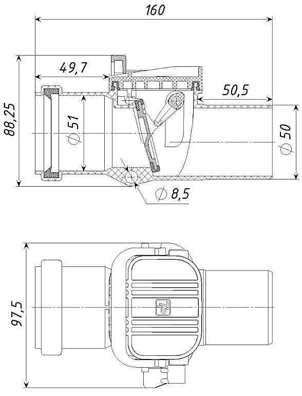 Клапан кан обратный 50 Татполимер ТП-86.50 ТП-86.50