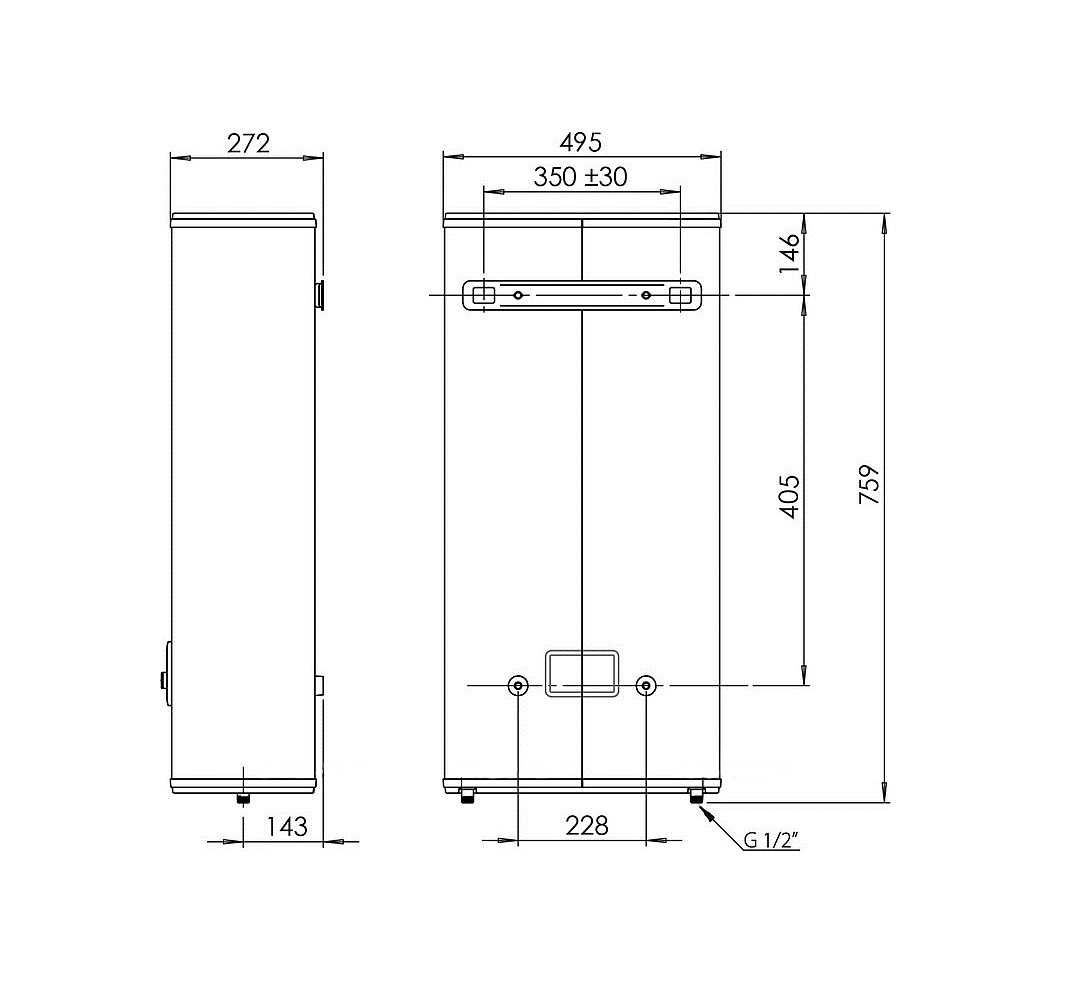 Водонагреватель накопительный 50л. плоский, эмаль SUPERLUX FLAT PW Ariston 3700467