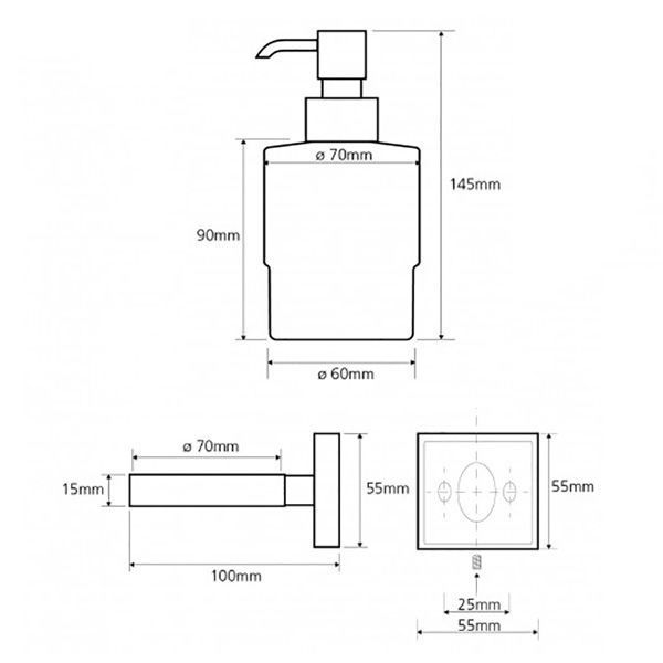 Дозатор BETA для жидкого мыла настенный mini 200 ml 70*145*100, стекло 132109102