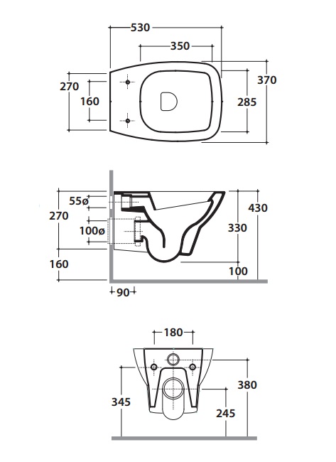 Унитаз подвесной GLOBO Daily 53x37+ сиденье с микролифтом DAS02.BI