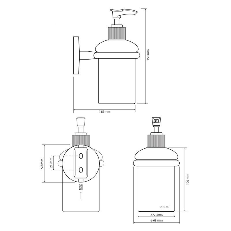 Дозатор жидкого мыла подвесной 250мл стекло хром Bemeta Alfa 102408022