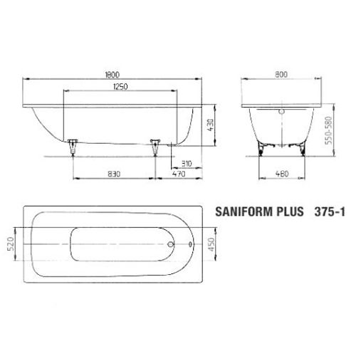 Ванна Saniform Plus Мод.375-1 180х80 белый 112800010001