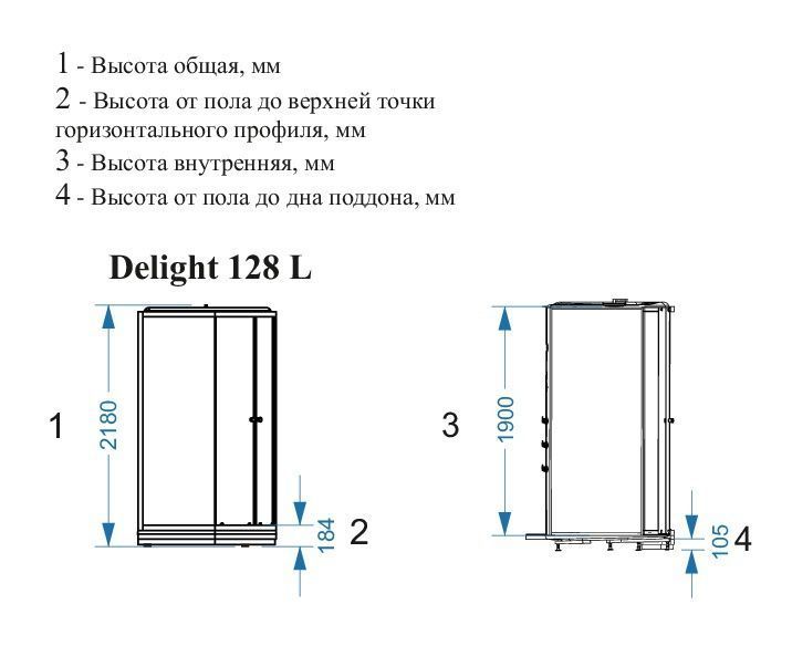 Кабина Domani-SPA Delight 128 L 120*80*218см Черные стенки+ Тонированные стекла низкий поддон DS01D128LLBT00